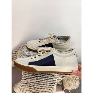 Rothy's The Lace Up Sneaker White Blue Womens Size 9.